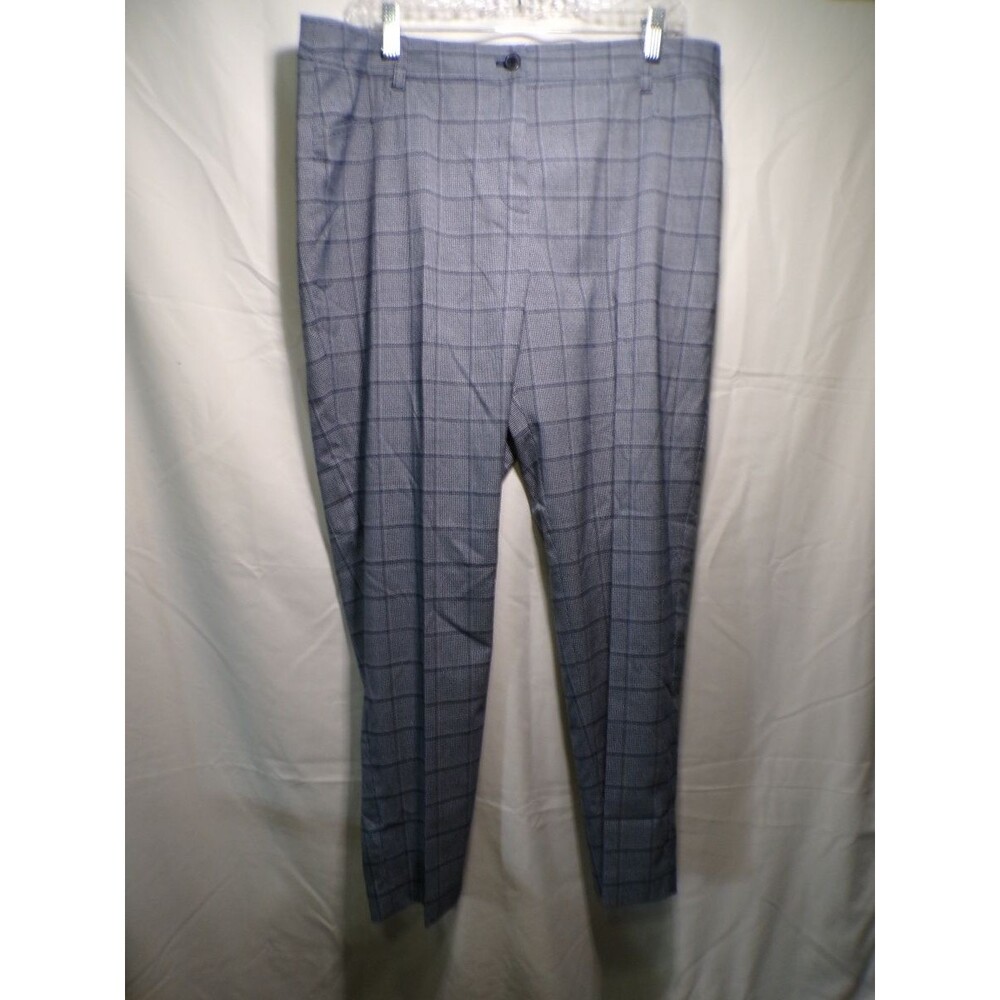 Anne Klein Women's Gray Plaid Dress Pants Flat Front Trousers Size 14